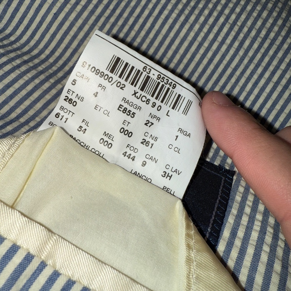 Polo Ralph Lauren Blazer Jacket Mens 42L White Blue Striped Seersucker Italy EUC - Picture 13 of 16